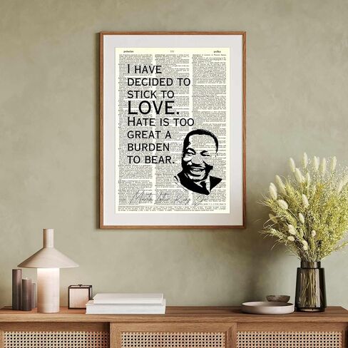 مارتن لوثر كينغ جونيور MLK طباعة فنية ملهمة للقاموس - فن جداري عتيق معاد تدويره للمكتب المنزلي - ديكور اقتباس أدبي للتاريخ الأمريكي الأفريقي الأسود - ملصق MLK عمل فني تحفيزي - غير مؤطر in Kuwait