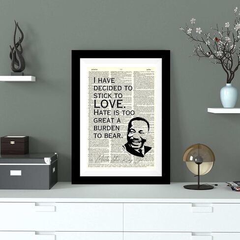 مارتن لوثر كينغ جونيور MLK طباعة فنية ملهمة للقاموس - فن جداري عتيق معاد تدويره للمكتب المنزلي - ديكور اقتباس أدبي للتاريخ الأمريكي الأفريقي الأسود - ملصق MLK عمل فني تحفيزي - غير مؤطر in Kuwait