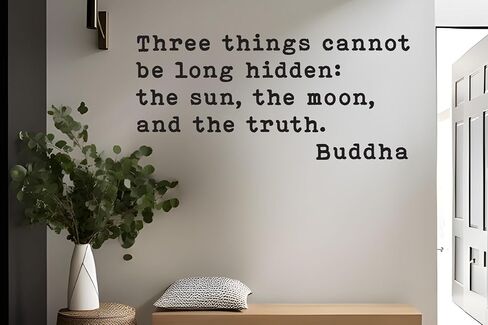 Buddha Quote Wall Decal Three Things Cannot Be Long Hidden Sun Moon and The Truth Yoga Meditation Home Decor Vinyl Sticker for Living Room Bedroom Studio in Saudi Arabia