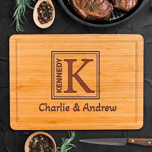 Personalized Cutting Board – Custom Bamboo Engraved Charcuterie Board, Wedding, Anniversary, Bridal Shower, Engagement, Christmas & Housewarming Gift for Couples, Family & Parents in Saudi Arabia