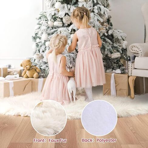 تنورة شجرة عيد الميلاد من الفرو الصناعي الأبيض بمقاس 48 بوصة، تنورة شجرة عيد الميلاد من القطيفة، زينة شجرة عيد الميلاد. in Kuwait