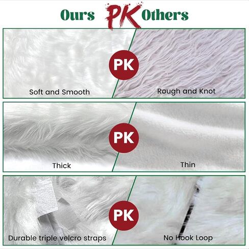 تنورة شجرة عيد الميلاد من الفرو الصناعي الأبيض بمقاس 48 بوصة، تنورة شجرة عيد الميلاد من القطيفة، زينة شجرة عيد الميلاد. in Kuwait