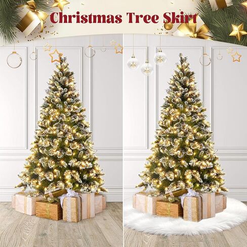 تنورة شجرة عيد الميلاد من الفرو الصناعي الأبيض بمقاس 48 بوصة، تنورة شجرة عيد الميلاد من القطيفة، زينة شجرة عيد الميلاد. in Kuwait