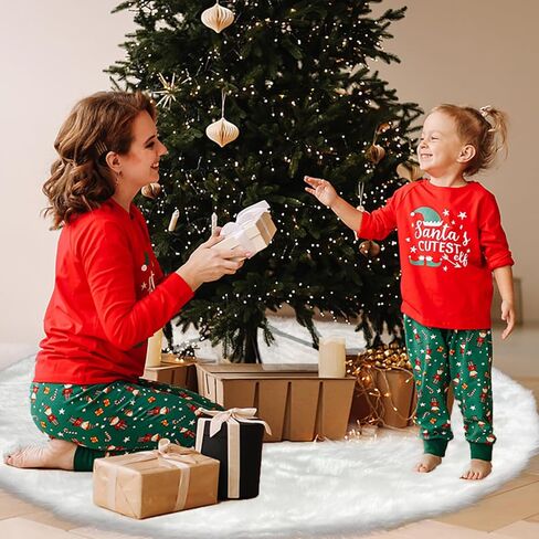 تنورة شجرة عيد الميلاد من الفرو الصناعي الأبيض بمقاس 48 بوصة، تنورة شجرة عيد الميلاد من القطيفة، زينة شجرة عيد الميلاد. in Kuwait