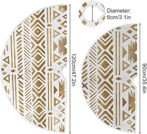 Kigai Aztec Christmas Tree Skirt, 48 Inches Large Tree Mat Xmas Ornaments for Indoor Outdoor Holiday Party Decorations Supplies in Saudi Arabia