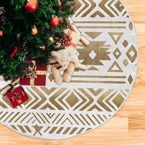 Kigai Aztec Christmas Tree Skirt, 48 Inches Large Tree Mat Xmas Ornaments for Indoor Outdoor Holiday Party Decorations Supplies in Saudi Arabia