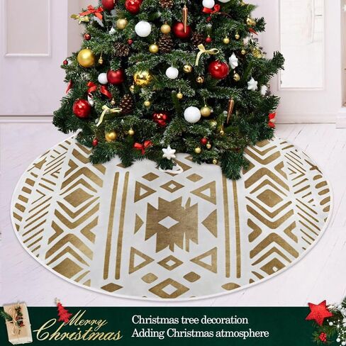 Kigai Aztec Christmas Tree Skirt, 48 Inches Large Tree Mat Xmas Ornaments for Indoor Outdoor Holiday Party Decorations Supplies in Saudi Arabia
