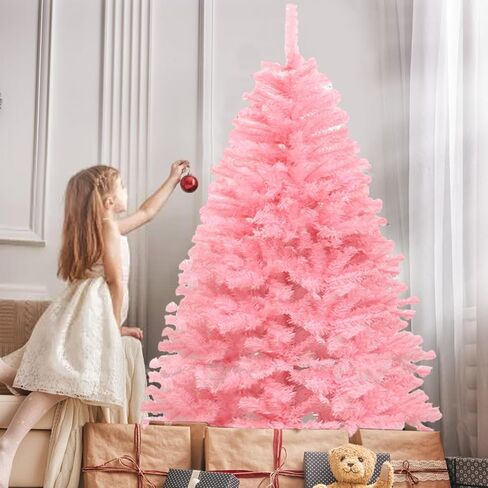Christmas Tree,1.8m/6ft Pink Artificial Christmas Pine Tree with X-Shaped Foldable Stand, for Outdoor and Indoor Decor 180cm in Saudi Arabia