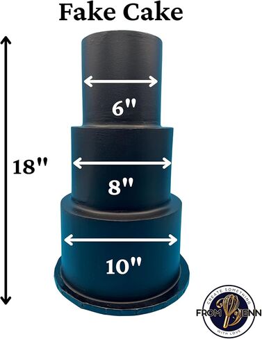 كعكة سوداء وهمية بطول 18 بوصة - كعكة وهمية قابلة للتخصيص وقابلة لإعادة الاستخدام لمنظمي الأحداث والخبازين - كعكة عيد ميلاد وهمية واقعية - خفيفة الوزن ومتينة - صنع في الولايات المتحدة الأمريكية من JennWithLove in Kuwait