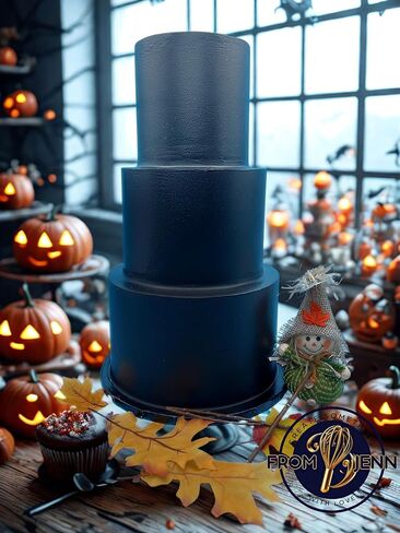 كعكة سوداء وهمية بطول 18 بوصة - كعكة وهمية قابلة للتخصيص وقابلة لإعادة الاستخدام لمنظمي الأحداث والخبازين - كعكة عيد ميلاد وهمية واقعية - خفيفة الوزن ومتينة - صنع في الولايات المتحدة الأمريكية من JennWithLove in Kuwait