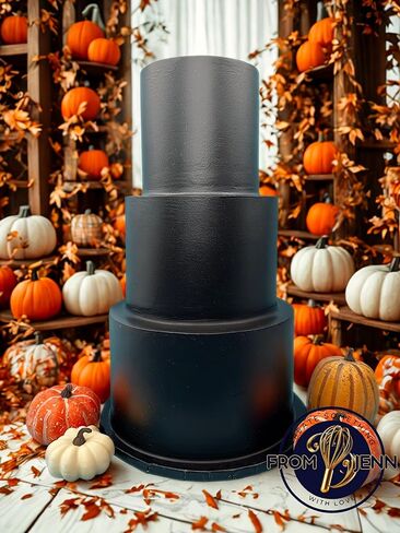 كعكة سوداء وهمية بطول 18 بوصة - كعكة وهمية قابلة للتخصيص وقابلة لإعادة الاستخدام لمنظمي الأحداث والخبازين - كعكة عيد ميلاد وهمية واقعية - خفيفة الوزن ومتينة - صنع في الولايات المتحدة الأمريكية من JennWithLove in Kuwait