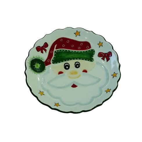 Anka Handcrafts - ديكورات منزلية لعيد الميلاد - Tonton Santa Claus - ألواح سيراميك مصنوعة يدويًا ومرسومة يدويًا مع سطح منقوش فريد - مع اللون الأزرق الداكن. حالة مخملية – عيد الميلاد للمنازل 777 in Kuwait