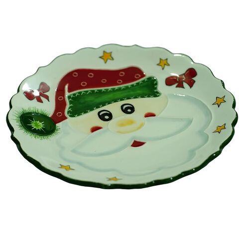 Anka Handcrafts - ديكورات منزلية لعيد الميلاد - Tonton Santa Claus - ألواح سيراميك مصنوعة يدويًا ومرسومة يدويًا مع سطح منقوش فريد - مع اللون الأزرق الداكن. حالة مخملية – عيد الميلاد للمنازل 777 in Kuwait