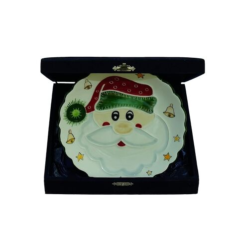 Anka Handcrafts - ديكورات منزلية لعيد الميلاد - Tonton Santa Claus - ألواح سيراميك مصنوعة يدويًا ومرسومة يدويًا مع سطح منقوش فريد - مع اللون الأزرق الداكن. حالة مخملية – عيد الميلاد للمنازل 776 in Kuwait