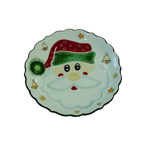 Anka Handcrafts - ديكورات منزلية لعيد الميلاد - Tonton Santa Claus - ألواح سيراميك مصنوعة يدويًا ومرسومة يدويًا مع سطح منقوش فريد - مع اللون الأزرق الداكن. حالة مخملية – عيد الميلاد للمنازل 776 in Kuwait