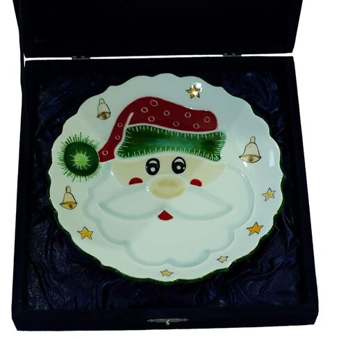 Anka Handcrafts - ديكورات منزلية لعيد الميلاد - Tonton Santa Claus - ألواح سيراميك مصنوعة يدويًا ومرسومة يدويًا مع سطح منقوش فريد - مع اللون الأزرق الداكن. حالة مخملية – عيد الميلاد للمنازل 776 in Kuwait