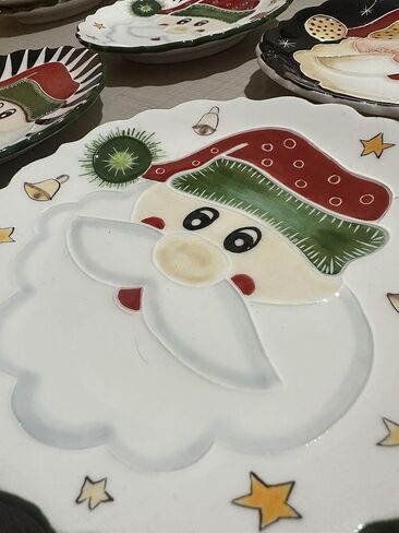 Anka Handcrafts - ديكورات منزلية لعيد الميلاد - Tonton Santa Claus - ألواح سيراميك مصنوعة يدويًا ومرسومة يدويًا مع سطح منقوش فريد - مع اللون الأزرق الداكن. حالة مخملية – عيد الميلاد للمنازل 776 in Kuwait