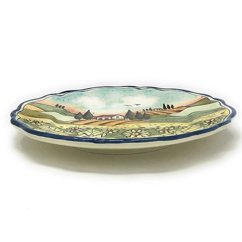 CERAMICHE D'ARTE PARRINI - طبق صغير من الفخار الإيطالي من السيراميك لتعليقه يدويًا ومزخرف بزهور عباد الشمس ومناظر طبيعية توسكانية صنع في إيطاليا in Kuwait