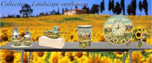 CERAMICHE D'ARTE PARRINI - طبق صغير من الفخار الإيطالي من السيراميك لتعليقه يدويًا ومزخرف بزهور عباد الشمس ومناظر طبيعية توسكانية صنع في إيطاليا in Kuwait