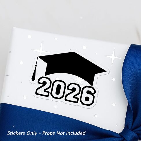 Class of 2026 Graduation Stickers - 120pcs Transparent Grad Stickers with Grad Cap Design, Perfect for 2026 Grad Party Favors, Envelop, Gift Seals, 2 Inch Irregular Graduate Labels (Black Foil) in Saudi Arabia