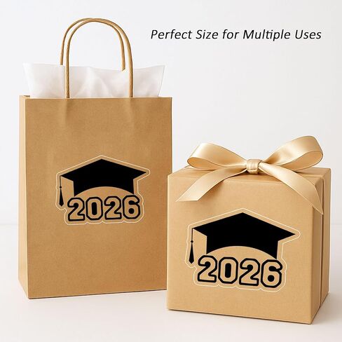 Class of 2026 Graduation Stickers - 120pcs Transparent Grad Stickers with Grad Cap Design, Perfect for 2026 Grad Party Favors, Envelop, Gift Seals, 2 Inch Irregular Graduate Labels (Black Foil) in Saudi Arabia