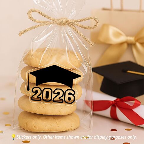 Class of 2026 Graduation Stickers - 120pcs Transparent Grad Stickers with Grad Cap Design, Perfect for 2026 Grad Party Favors, Envelop, Gift Seals, 2 Inch Irregular Graduate Labels (Black Foil) in Saudi Arabia