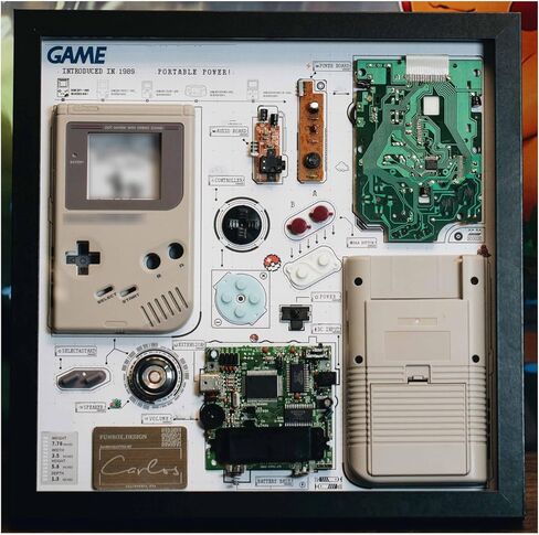 Framed Game Boy Teardown Display, Disassembled Retro Handheld Console Wall Art for Collectors and Game Room Decor in Saudi Arabia