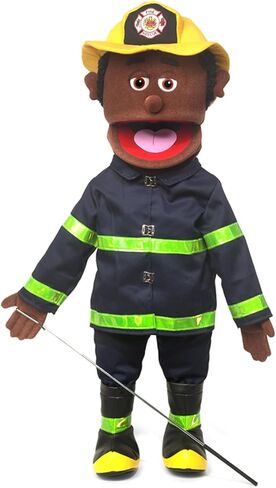 25" Fireman, Black Male, Full Body, Ventriloquist Style Puppet in Saudi Arabia
