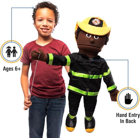 25" Fireman, Black Male, Full Body, Ventriloquist Style Puppet in Saudi Arabia