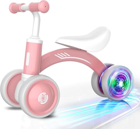 Colorful Lighting Baby Balance Bike Toys for 1 Year Old Girl Gifts, 10-36 Month Toddler Balance Bike, No Pedal 4 Silence Wheels & Soft Seat Pre-School First Riding on Toys, 1st Birthday Gifts. in Saudi Arabia