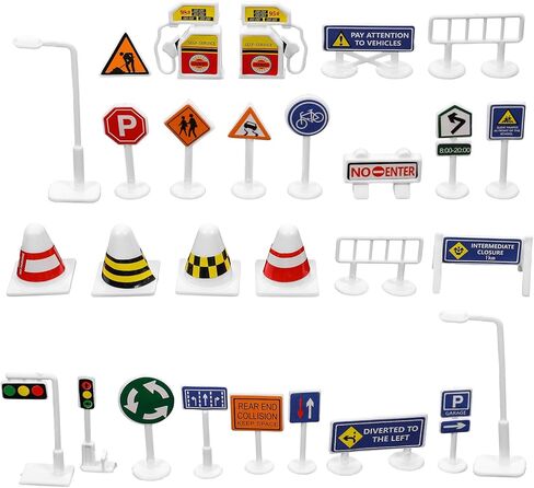 28 قطعة من زينة إشارات المرور المصغرة، زينة لافتات الطرق البلاستيكية الصغيرة، زينة لبيت الدمى، مخروط المرور، حاجز إشارة، نموذج إشارات الشوارع الصغيرة، مجموعة تعليمية لبيت الدمى، منظر صغير in Kuwait