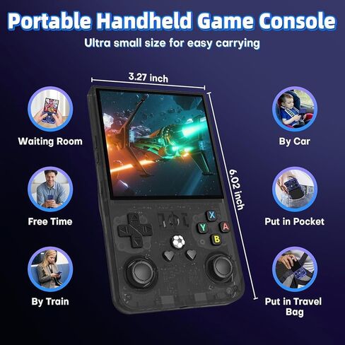R36MAX Retro Handheld Game Console, 4.0 inch Retro Gaming Console with 64GB Memory, Video Game Consoles with 4000mAh Battery and 30+ Emulators, Ink Black in Saudi Arabia