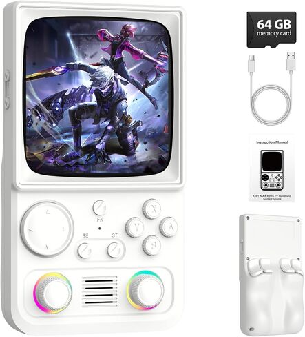 R36MAX Retro Handheld Game Console, 4.0 inch Retro Gaming Console with 64GB Memory, Video Game Consoles with 4000mAh Battery and 30+ Emulators, Ink Black in Saudi Arabia
