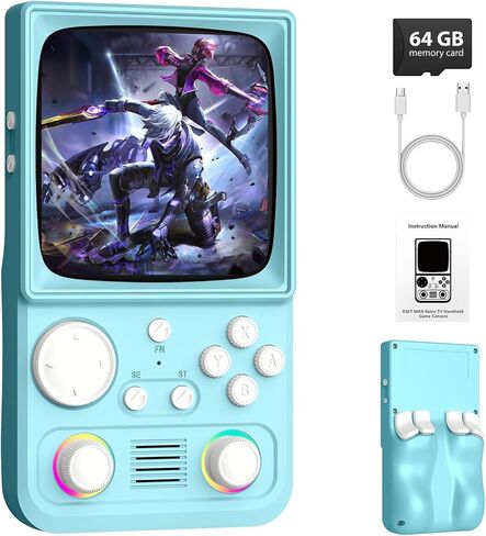 R36MAX Retro Handheld Game Console, 4.0 inch Retro Gaming Console with 64GB Memory, Video Game Consoles with 4000mAh Battery and 30+ Emulators, Ink Black in Saudi Arabia
