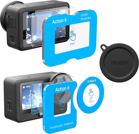 TELESIN [AR-Ultra] Screen&Lens Protector for DJI Osmo Action 6, AR Anti-Reflective Coating for Outdoor Vlogging, with Easy-Install Auto-Align Frame, Shatterproof, 9H Tempered Glass, DJI Osmo Action 6 Accessories [1+1+1 Pack] in Saudi Arabia