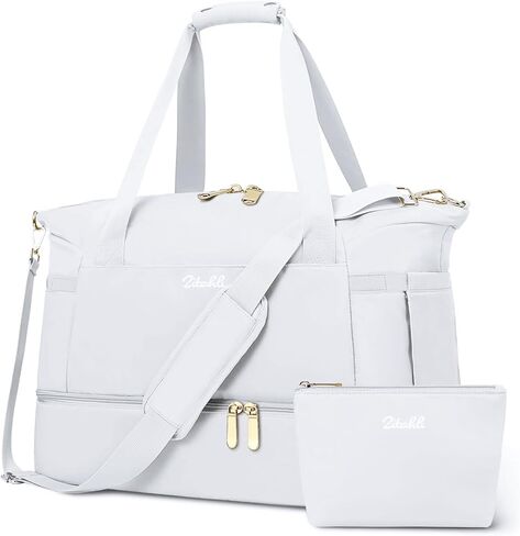 Duffle Bag Women Travel, Weekender Bag with Shoe Compartment, Overnight Bag with Toiletry Bag, Gym Bag Carry on Duffel Bag for Women, Men, Travel, Workout, Yoga, Sport (Black） in Kuwait