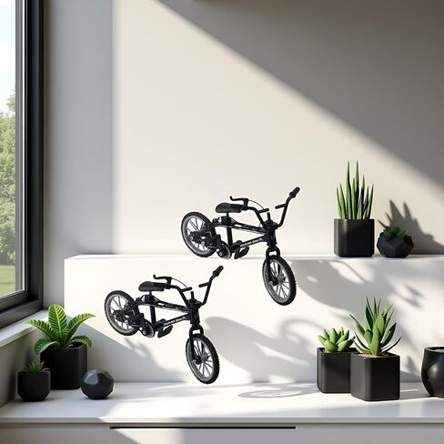 2Pcs Black 1/18 Diecast Bike Action Figure Toy,Mini Finger Mountain Bike Bicycle Art Crafts Desktop Decor Finger Bikes in Saudi Arabia