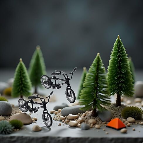 2Pcs Black 1/18 Diecast Bike Action Figure Toy,Mini Finger Mountain Bike Bicycle Art Crafts Desktop Decor Finger Bikes in Saudi Arabia