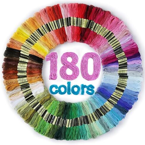 LOVIMAG Embroidery Thread Floss 180p Colors Skeins Friendship Bracelet String Making Bracelets Cross Stitch Kit Supplies Thin Yarn Sewing Patterns Strings Cotton Crochet Braces Wrap Rainbow Crafts in Kuwait