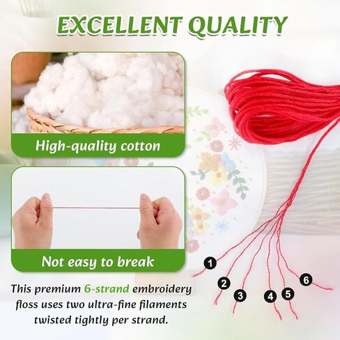 LOVIMAG Embroidery Thread Floss 180p Colors Skeins Friendship Bracelet String Making Bracelets Cross Stitch Kit Supplies Thin Yarn Sewing Patterns Strings Cotton Crochet Braces Wrap Rainbow Crafts in Kuwait