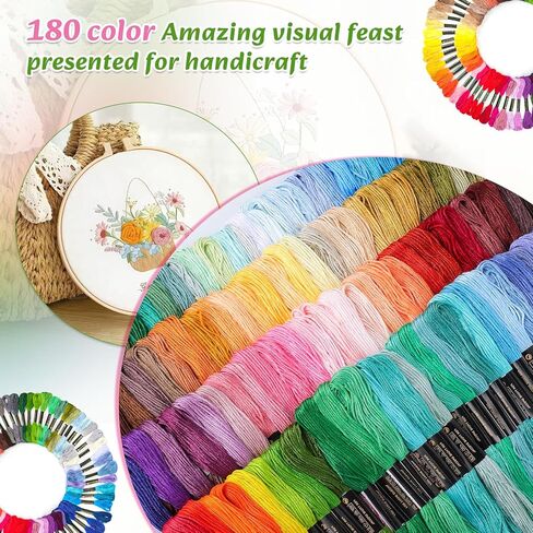 LOVIMAG Embroidery Thread Floss 180p Colors Skeins Friendship Bracelet String Making Bracelets Cross Stitch Kit Supplies Thin Yarn Sewing Patterns Strings Cotton Crochet Braces Wrap Rainbow Crafts in Kuwait