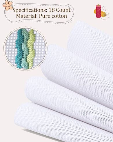 Zplontya Needlepoint قماش فارغ، مجموعة أدوات قماش بيضاء بالإبرة تتضمن 4 قطع 18CT 12x18 بوصة شبكة فارغة، 2 شريط لف، 12 علامة لمشاريع التطريز والتطريز in Kuwait