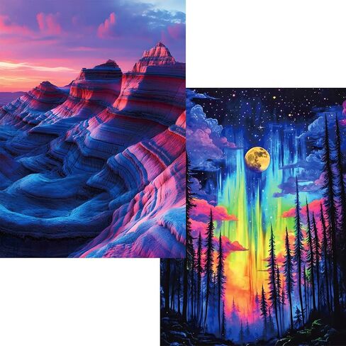 Puzzles for Adults 1000 Pieces, 2 Pack Lake and Night View Jigsaw Puzzles, Nature Theme, Challenging Puzzles for Game Night, Perfect for Nature Lovers in Kuwait