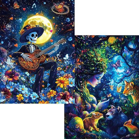 Puzzles for Adults 1000 Pieces, 2 Pack Lake and Night View Jigsaw Puzzles, Nature Theme, Challenging Puzzles for Game Night, Perfect for Nature Lovers in Kuwait