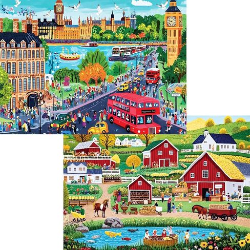 Puzzles for Adults 1000 Pieces, 2 Pack Lake and Night View Jigsaw Puzzles, Nature Theme, Challenging Puzzles for Game Night, Perfect for Nature Lovers in Kuwait