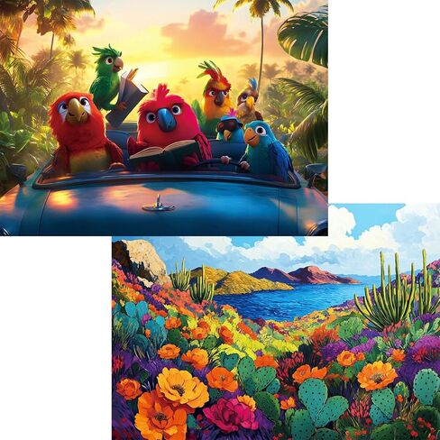 Puzzles for Adults 1000 Pieces, 2 Pack Lake and Night View Jigsaw Puzzles, Nature Theme, Challenging Puzzles for Game Night, Perfect for Nature Lovers in Kuwait