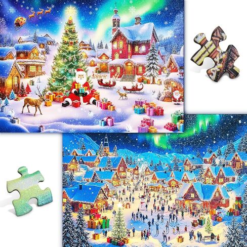 Puzzles for Adults 1000 Pieces, 2 Pack Lake and Night View Jigsaw Puzzles, Nature Theme, Challenging Puzzles for Game Night, Perfect for Nature Lovers in Kuwait
