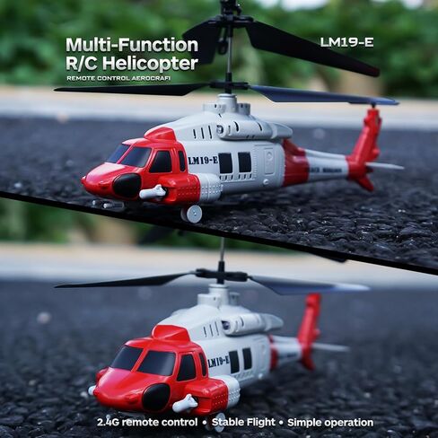 OBEST RC Helicopter LM19-E Black Hawk 3.5 Channel 2.4G - One-Key Takeoff/Landing, Emergency Stop, Altitude Hold & 3-Speed, 60M Range(Red & White) in Saudi Arabia