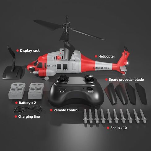 OBEST RC Helicopter LM19-E Black Hawk 3.5 Channel 2.4G - One-Key Takeoff/Landing, Emergency Stop, Altitude Hold & 3-Speed, 60M Range(Red & White) in Saudi Arabia