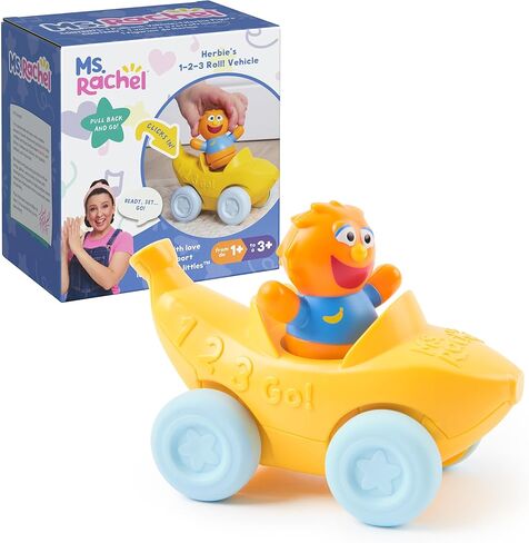 Ms. Rachel 1-2-3 Roll! Vehicle with Click-in Figure & Pull Back Action, Educational Toys & Toddler Toys for Girls & Boys Ages 1-3Y+ in Saudi Arabia